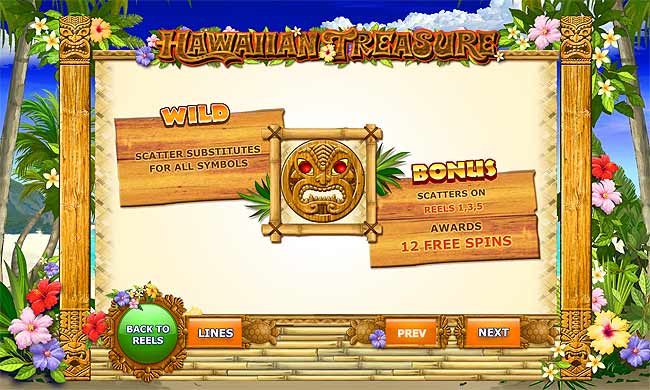 hawaiian treasure video slot screen
